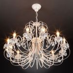 Люстра подвесная с хрусталем 3305/12 белый с золотом / прозрачный хрусталь