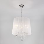 Люстра подвесная с абажуром и хрусталем 2045/5 хром/белый