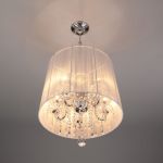 Люстра подвесная с абажуром и хрусталем 2045/5 хром/белый