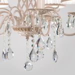 Люстра с тканевыми абажурами и хрустальными подвесками 10054/5 белый с золотом