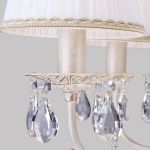 Подвесная люстра с хрусталем и абажурами 3637/7 белый с золотом / прозрачный хрусталь