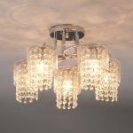 Потолочная люстра с хрусталем и плафонами 30137/5 хром