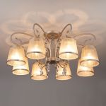 Люстра потолочная с абажурами 60065/8 серебро