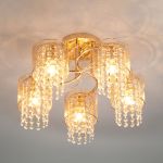 Потолочный светильник с хрусталем и плафонами из металла 30137/5 золото