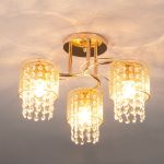 Потолочный светильник с металлическими плафонами и хрусталем 30137/3 золото