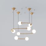 Подвесной светильник со стеклянными плафонами 359/8 латунь