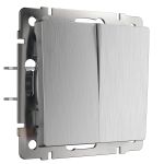 W1120009/ Выключатель двухклавишный (cеребряный рифленый) W1120009