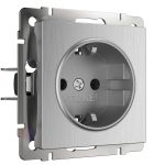 W1171009/ Розетка с заземлением (cеребряный рифленый) W1171009