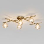 Потолочный светильник со стеклянными плафонами 502001/5 латунь