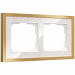 W0022853/ Рамка на 2 поста Baguette (белый/золотистая латунь) W0022853