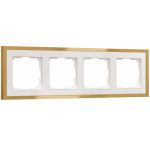 W0042853/ Рамка на 4 поста Baguette (белый/золотистая латунь) W0042853