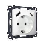 MA110010 Комплект механизма электрической розетки ALFA Белый глянец 2USB A+C 20W (быстрая зарядка) с/з QUANT (AP1100, VM160)