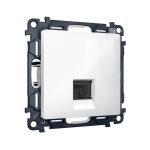 MA112030 Комплект механизма телефонной розетки ALFA Белый глянец RJ-11(4P4C) с шторкой QUANT (AP1120, VM190)