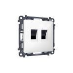 MA112110 Комплект механизма компьютерной двойной розетки RJ-45 с автоматической защитной шторкой ALFA Белый глянец QUANT (AP1121, VM189)