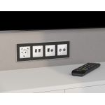 MA112510 Комплект механизма розетки компьютерной + TV оконечной RJ-45 с автоматической защитной шторкой ALFA Белый глянец QUANT (AP1125, VM195)