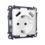 MA129010 Комплект механизма электрической розетки ALFA Белый матовый 2USB A+A 18W (быстрая зарядка) с/з QUANT (AP1290, VM155)