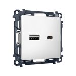 MA131010 Комплект механизма розетки ALFA Белый матовый 2USB A+C 20W (быстрая зарядка) QUANT (AP1310, VM177)