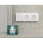 MA131010 Комплект механизма розетки ALFA Белый матовый 2USB A+C 20W (быстрая зарядка) QUANT (AP1310, VM177)