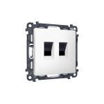 MA132110 Комплект механизма компьютерной двойной розетки RJ-45 с автоматической защитной шторкой ALFA Белый матовый QUANT (AP1321, VM189)