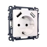 MA209010 Комплект механизма электрической розетки ALFA Жемчуг 2USB A+A 18W (быстрая зарядка) с/з QUANT (AP2090, VM155)