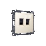 MA312110 Комплект механизма компьютерной двойной розетки RJ-45 с автоматической защитной шторкой ALFA Бежевый глянец QUANT (AP3121, VM189)