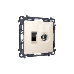 MA312510 Комплект механизма розетки компьютерной + TV оконечной RJ-45 с автоматической защитной шторкой ALFA Бежевый глянец (AP3125, VM195)
