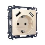 MA329010 Комплект механизма электрической розетки ALFA Бежевый матовый 2USB A+A 18W (быстрая зарядка) с/з QUANT (AP3290, VM155)
