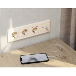 MA331010 Комплект механизма розетки ALFA Бежевый матовый 2USB A+C 20W (быстрая зарядка) QUANT (AP3310, VM177)