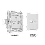 MA331010 Комплект механизма розетки ALFA Бежевый матовый 2USB A+C 20W (быстрая зарядка) QUANT (AP3310, VM177)
