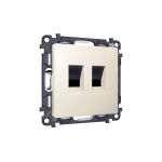 MA332110 Комплект механизма компьютерной двойной розетки RJ-45 с автоматической защитной шторкой ALFA Бежевый матовый QUANT (AP3321, VM189)