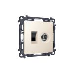 MA332510 Комплект механизма розетки компьютерной + TV оконечной RJ-45 с автоматической защитной шторкой ALFA Бежевый матовый QUANT (AP3325, VM195)