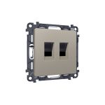 MA372110 Комплект механизма компьютерной двойной розетки RJ-45 с автоматической защитной шторкой ALFA Серо-бежевый матовый QUANT (AP3721, VM189)