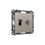 MA372510 Комплект механизма розетки компьютерной + TV оконечной RJ-45 с автоматической защитной шторкой ALFA Серо-бежевый матовый (AP3725, VM195)