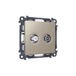 MA373310 Комплект механизма розетки TV оконечной + SAT 5-862MHz 3.5dB/950-2150MHz 3.5dB ALFA Серо-бежевый матовый QUANT (AP3733, VM217)