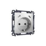 MA410510 Комплект механизма электрической розетки 2USB С+C 20W с/з на винтовых зажимах 16A-250V ALFA Серебро глянец QUANT (AP4105, VM165)