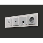 MA412010 Комплект механизма компьютерной розетки ALFA Серебро глянец RJ-45(8P8C) CAT6 с шторкой QUANT (AP4120, VM188)
