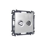 MA413310 Комплект механизма розетки TV оконечной + SAT 5-862MHz 3.5dB/950-2150MHz 3.5dB ALFA Серебро глянец QUANT (AP4133, VM217)