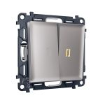 MA504010 Комплект механизма 2-кл выключателя с подсветкой 3200K ALFA Сталь матовый QUANT (AP5040, VM115, G11Y)