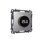 MA505810 Комплект механизма терморегулятора с цифровым дисплеем с подсветкой и датчиком для теплого пола ALFA Сталь матовый QUANT (AP5058, VM1385)