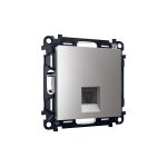 MA512005 Комплект механизма компьютерной розетки RJ-45 экранированной с автоматической защитной шторкой ALFA Сталь матовый QUANT (AP5120, VM185)