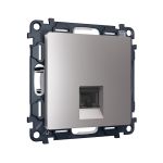 MA512010 Комплект механизма компьютерной розетки ALFA Сталь матовый RJ-45(8P8C) CAT6 с шторкой QUANT (AP5120, VM188)