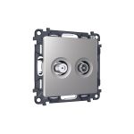 MA513310 Комплект механизма розетки TV оконечной + SAT 5-862MHz 3.5dB/950-2150MHz 3.5dB ALFA Сталь матовый QUANT (AP5133, VM217)