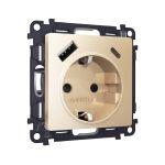 MA610010 Комплект механизма электрической розетки ALFA Шампань 2USB A+C 20W (быстрая зарядка) с/з QUANT (AP6100, VM160)