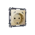 MA610510 Комплект механизма электрической розетки 2USB С+C 20W (быстрая зарядка) с/з на винтовых зажимах 16A-250V ALFA Шампань QUANT (AP6105, VM165)