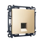 MA612010 Комплект механизма компьютерной розетки ALFA Шампань RJ-45(8P8C) CAT6 с шторкой QUANT (AP6120, VM188)
