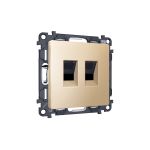 MA612110 Комплект механизма компьютерной двойной розетки RJ-45 (8P8C) CAT6 с автоматической защитной шторкой ALFA Шампань QUANT (AP6121, VM189)
