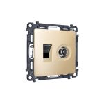 MA612510 Комплект механизма розетки компьютерной + TV оконечной RJ-45 с автоматической защитной шторкой ALFA Шампань QUANT (AP6125, VM195)