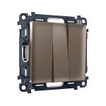 MA635010 Комплект механизма 3-кл выключателя ALFA Темная бронза матовый 10A-250V QUANT (AP6350, VM133)
