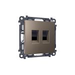 MA642110 Комплект мех-ма компьютерной двойной розетки RJ-45 с автоматической защитной шторкой ALFA Темная бронза матовый QUANT (AP6421, VM189)