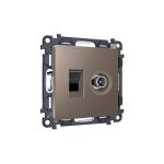 MA642510 Комплект мех-ма розетки компьютерной + TV оконечной RJ-45 с автоматической защитной шторкой ALFA Темная бронза матовый (AP6425, VM195)